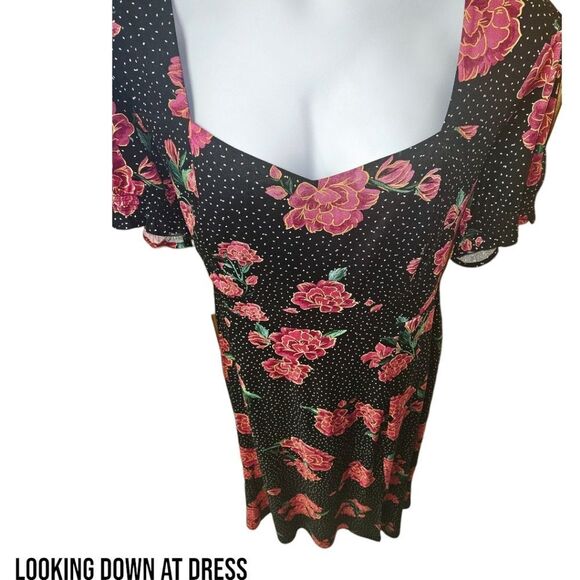 TORRID Women's Tea Length Stretch Challis Sweetheart floral dot A-line dress 2X - Picture 6 of 17